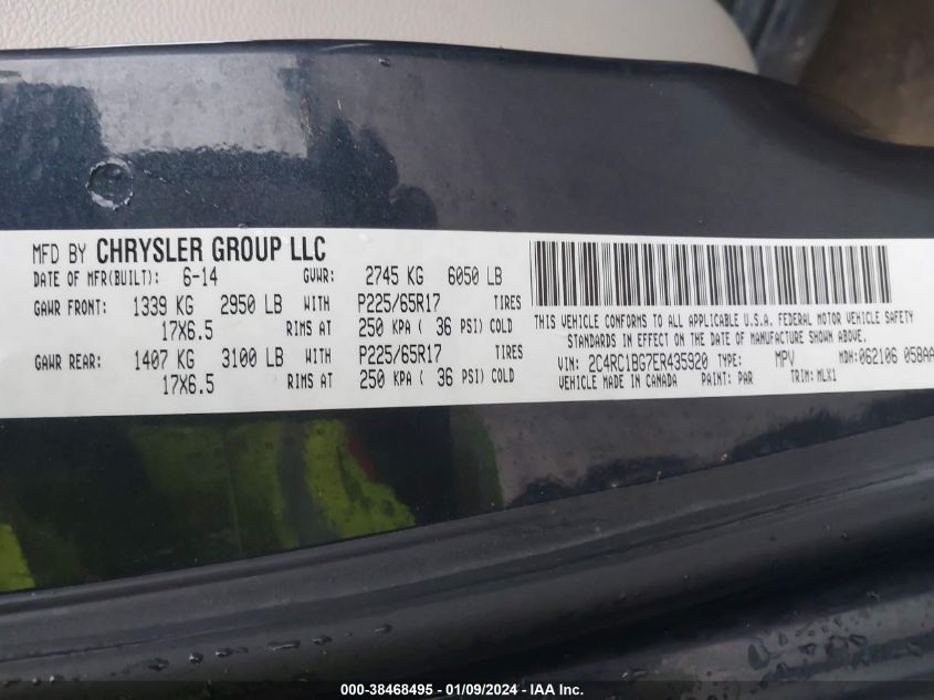 2014 CHRYSLER TOWN & COUNTRY TOURING - 2C4RC1BG7ER435920