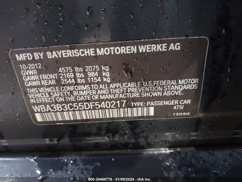 2013 BMW 328I XDRIVE - WBA3B3C55DF540217