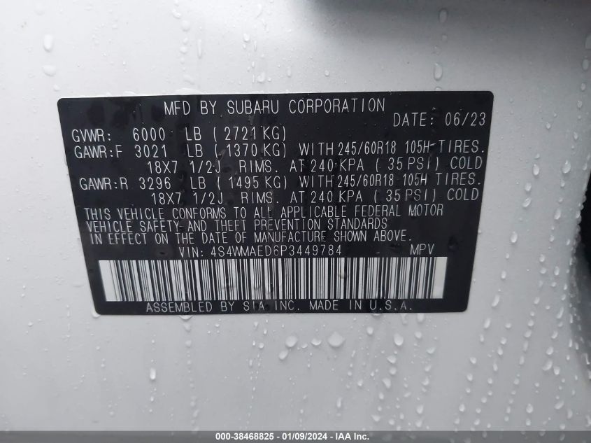 2023 SUBARU ASCENT PREMIUM - 4S4WMAED6P3449784