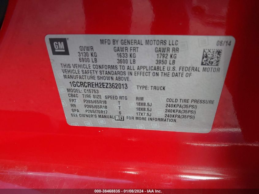 2014 CHEVROLET SILVERADO 1500 1LT - 1GCRCREH2EZ362013