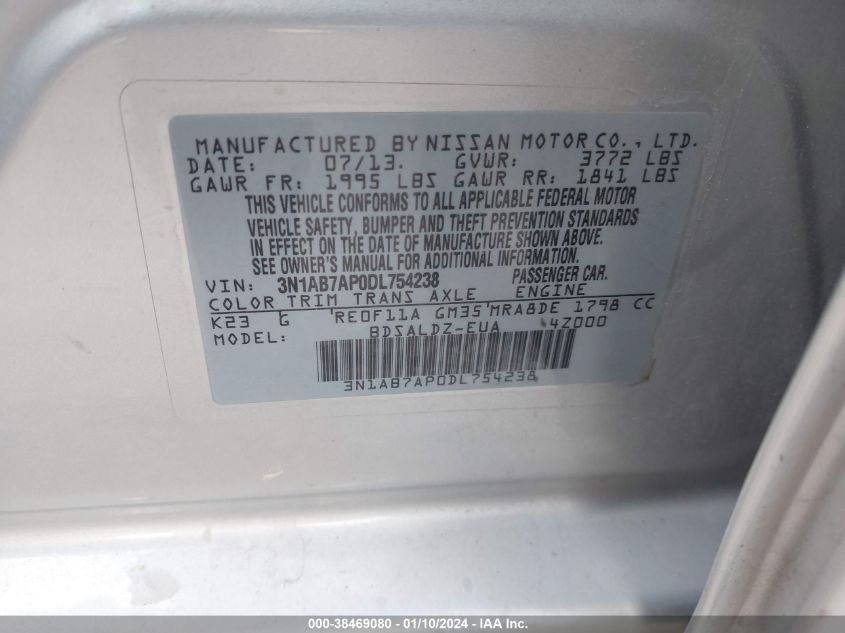 2013 NISSAN SENTRA SV - 3N1AB7AP0DL754238