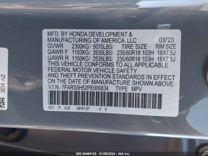 2023 HONDA CR-V HYBRID SPORT - 7FARS5H52PE006834