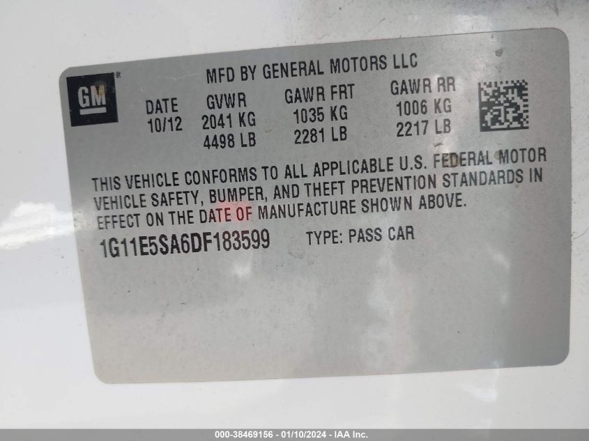 2013 CHEVROLET MALIBU 2LT - 1G11E5SA6DF183599