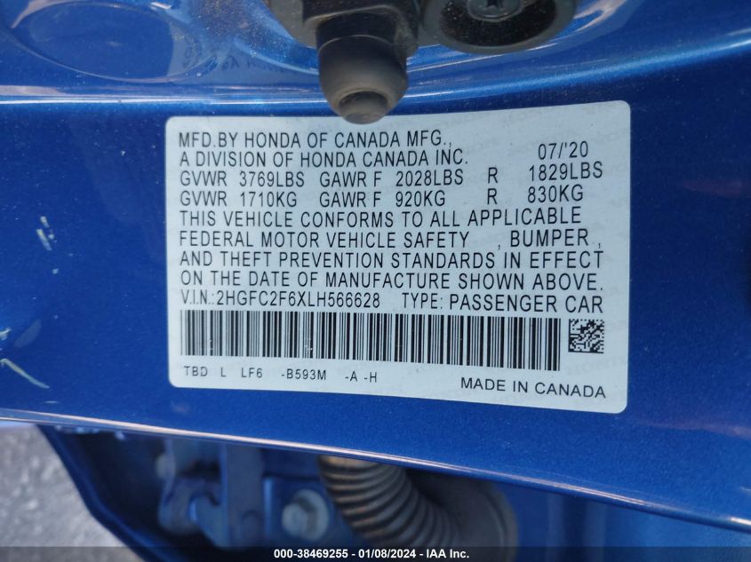 2020 HONDA CIVIC LX - 2HGFC2F6XLH566628
