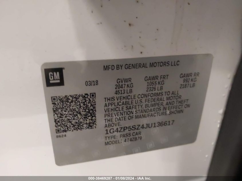 2018 BUICK LACROSSE ESSENCE - 1G4ZP5SZ4JU136617