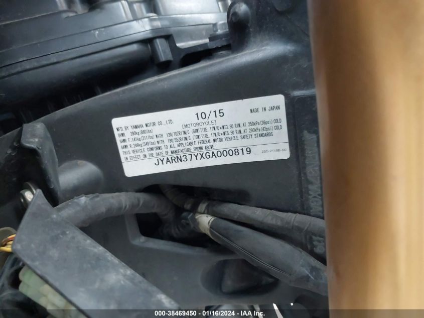 2016 YAMAHA FJ09 C - JYARN37YXGA000819