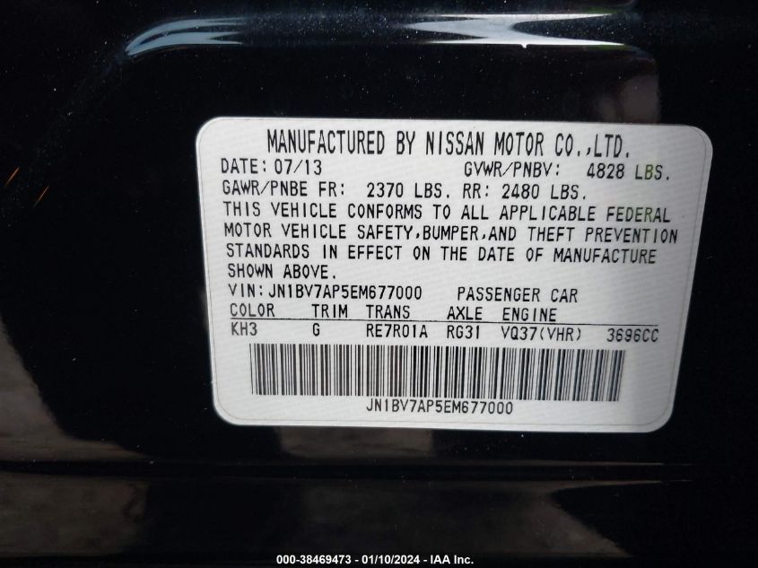 2014 INFINITI Q50 PREMIUM - JN1BV7AP5EM677000