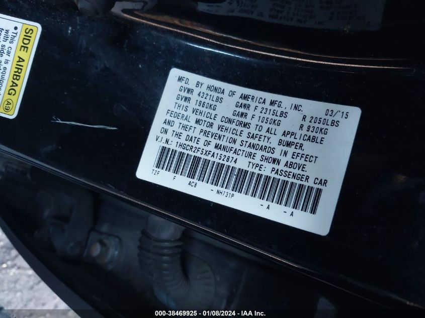 2015 HONDA ACCORD SPORT - 1HGCR2F5XFA152874