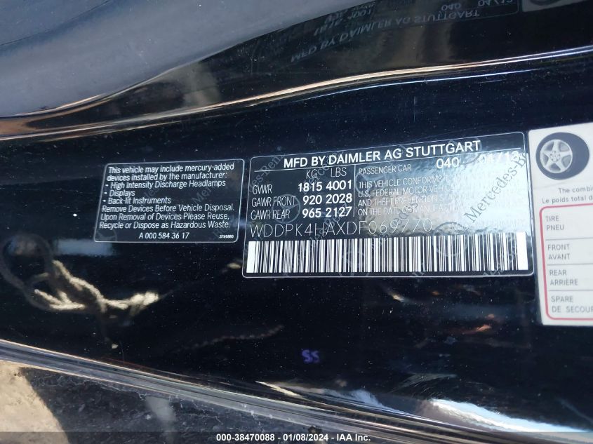 2013 MERCEDES-BENZ SLK 250 WDDPK4HAXDF069770