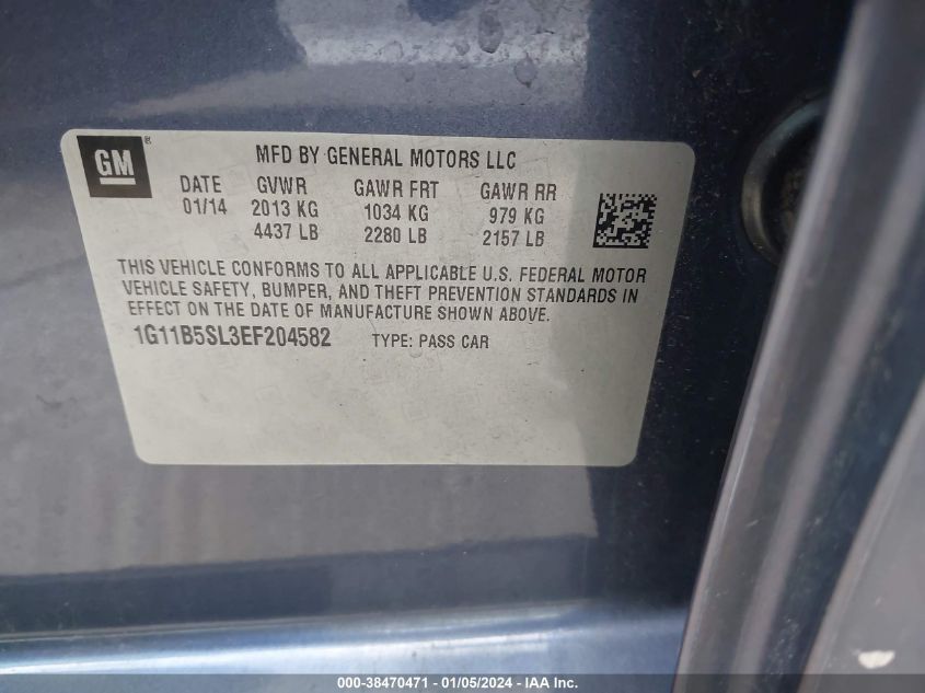 2014 CHEVROLET MALIBU 1LS - 1G11B5SL3EF204582