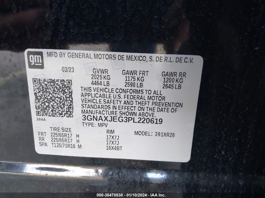 2023 CHEVROLET EQUINOX FWD 2FL - 3GNAXJEG3PL220619