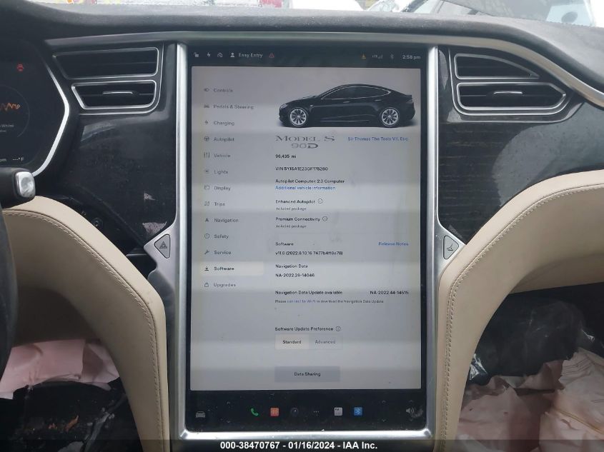 2016 TESLA MODEL S - 5YJSA1E23GF175280