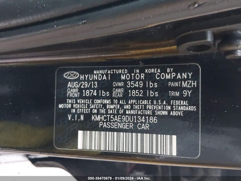 2013 HYUNDAI ACCENT GS - KMHCT5AE9DU134186