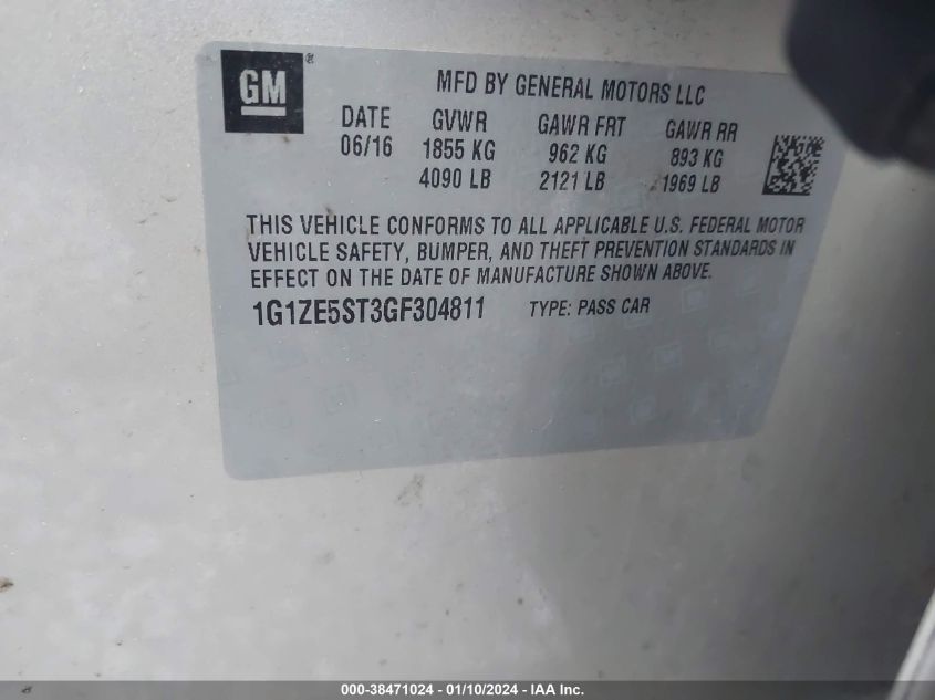 2016 CHEVROLET MALIBU LT - 1G1ZE5ST3GF304811