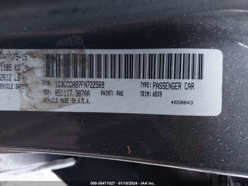 2015 CHRYSLER 200 LIMITED - 1C3CCCAB7FN722569