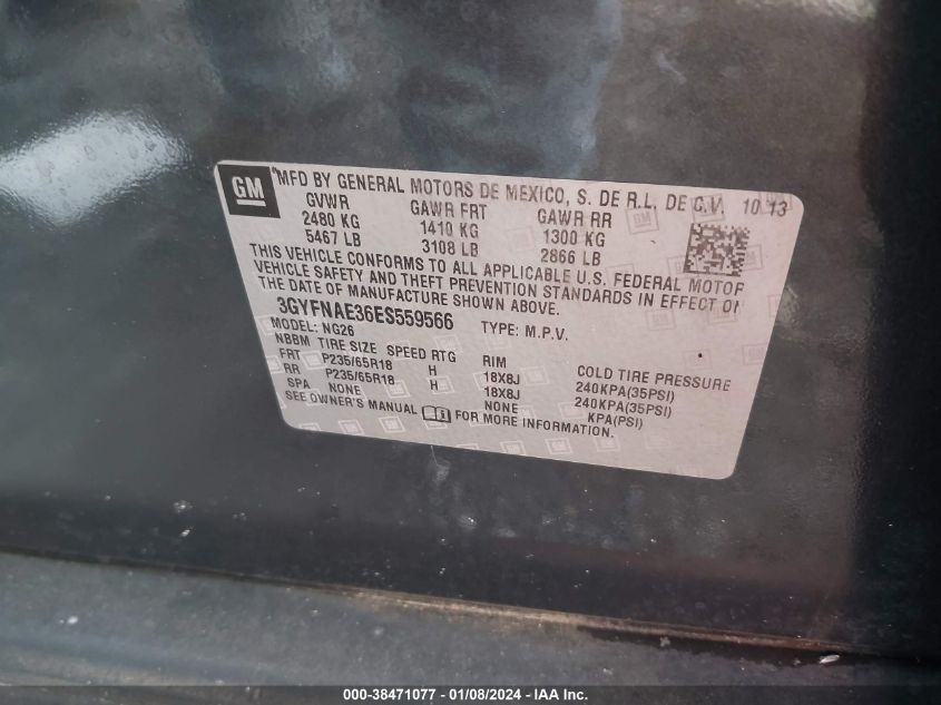 2014 CADILLAC SRX - 3GYFNAE36ES559566