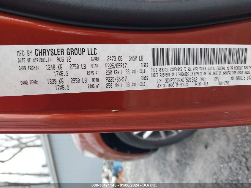 2013 DODGE JOURNEY SXT - 3C4PDCBGXDT521542