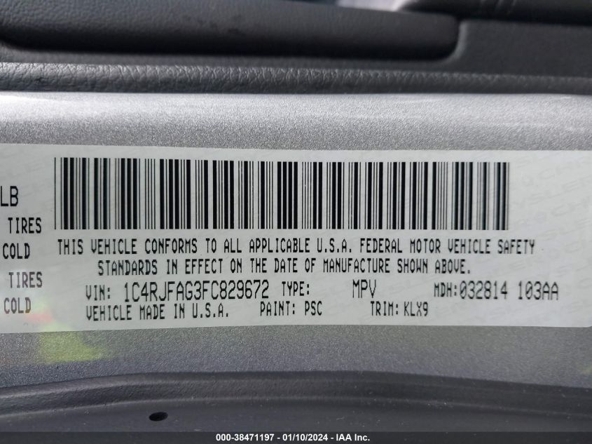 2015 JEEP GRAND CHEROKEE LAREDO - 1C4RJFAG3FC829672