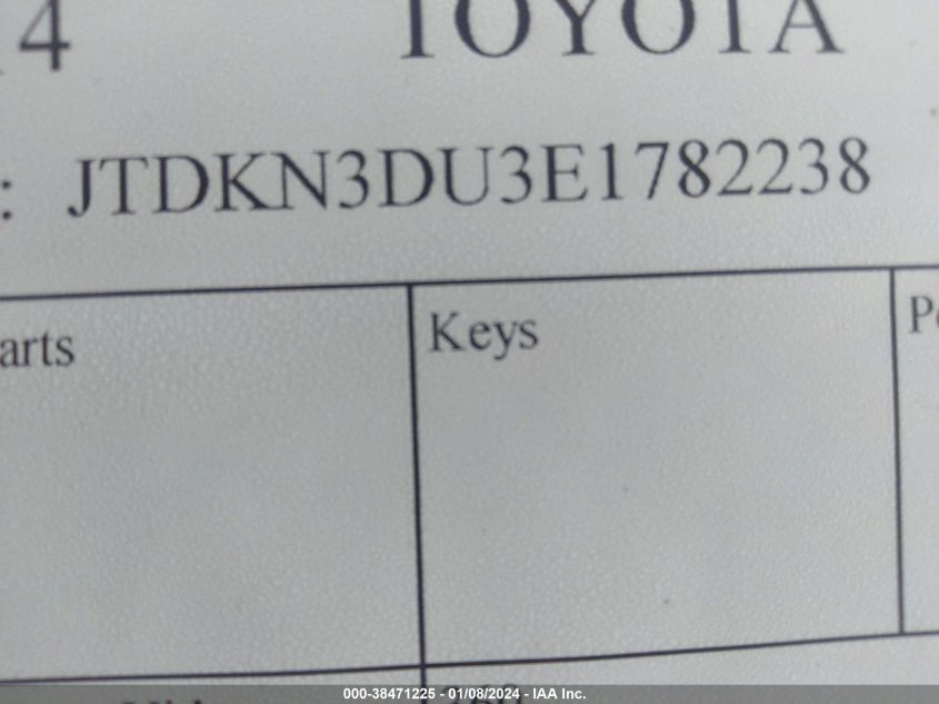 2014 TOYOTA PRIUS - JTDKN3DU3E1782238