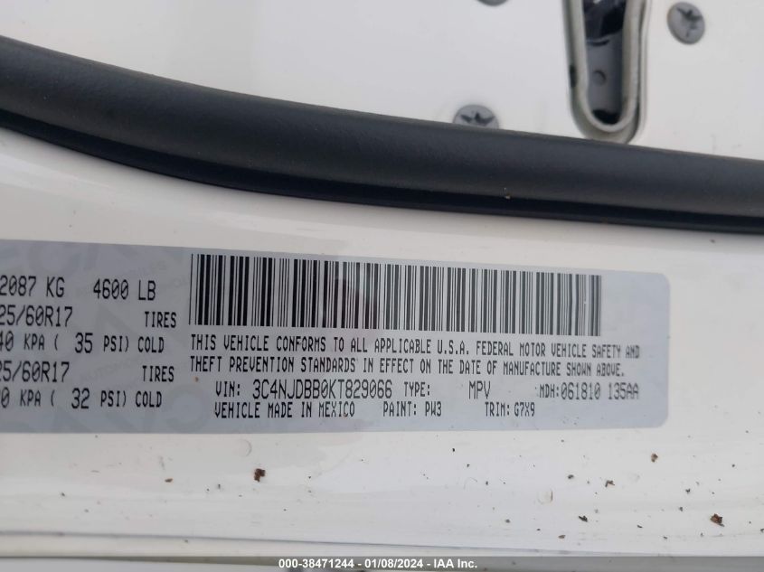 2019 JEEP COMPASS LATITUDE - 3C4NJDBB0KT829066