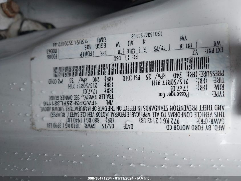 2015 FORD FOCUS SE - 1FADP3F25FL321116
