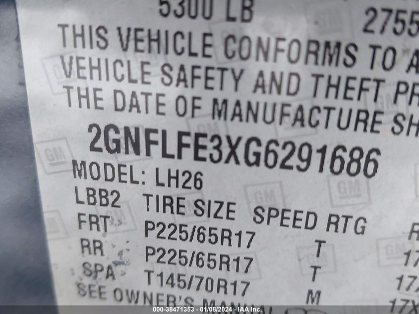 2016 CHEVROLET EQUINOX LT - 2GNFLFE3XG6291686