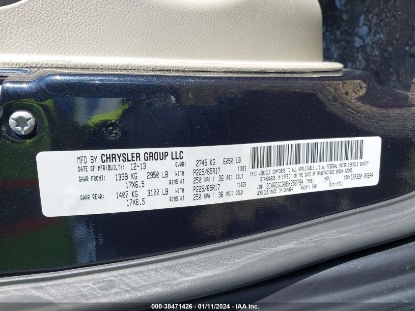 2014 DODGE GRAND CARAVAN SXT - 2C4RDGCGXER252784