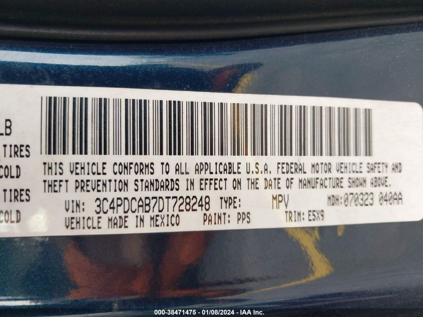 2013 DODGE JOURNEY SE - 3C4PDCAB7DT728248
