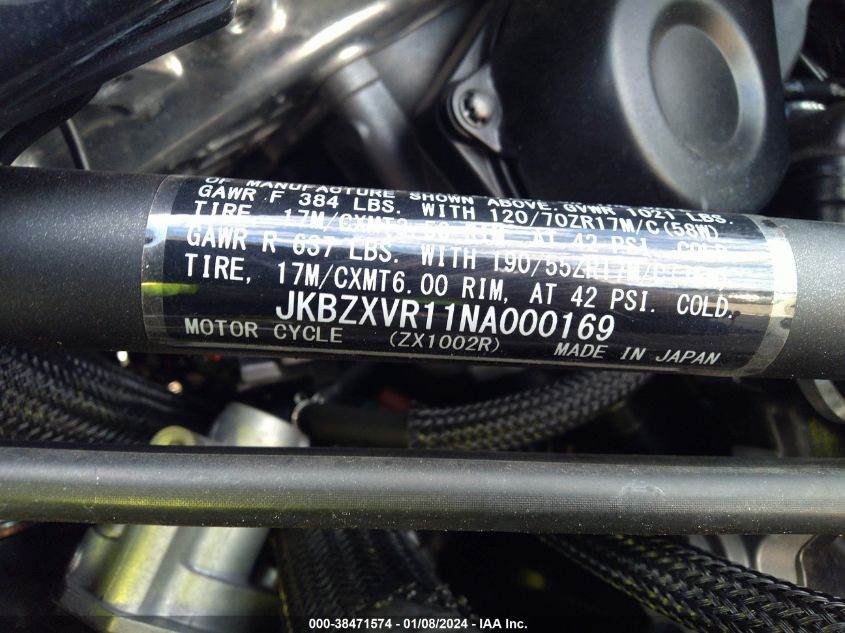 2022 KAWASAKI ZX1002 R - JKBZXVR11NA000169