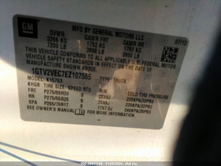 2014 GMC SIERRA 1500 SLT - 1GTV2VEC7EZ107565