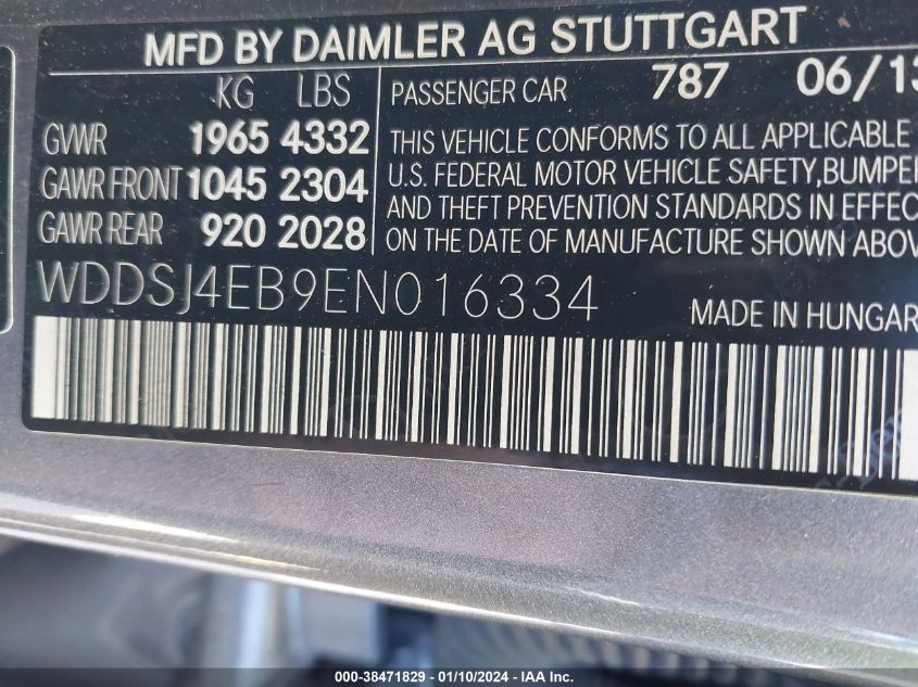 2014 MERCEDES-BENZ CLA 250 - WDDSJ4EB9EN016334