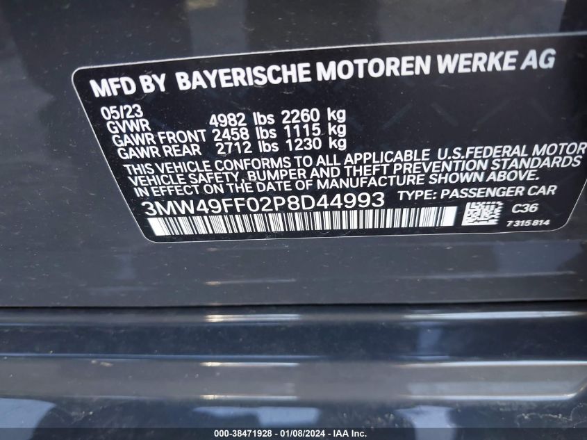 2023 BMW 3 SERIES - 3MW49FF02P8D44993