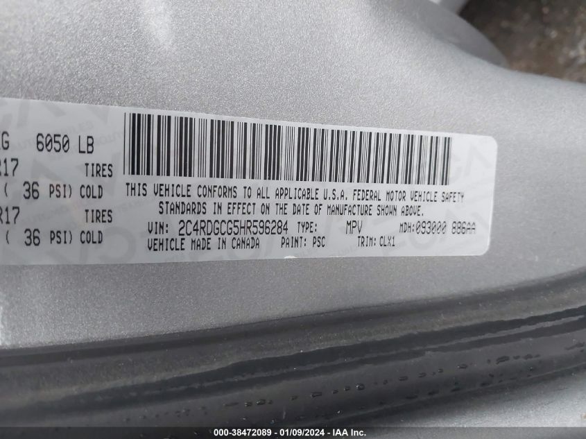 2017 DODGE GRAND CARAVAN SXT - 2C4RDGCG5HR596284