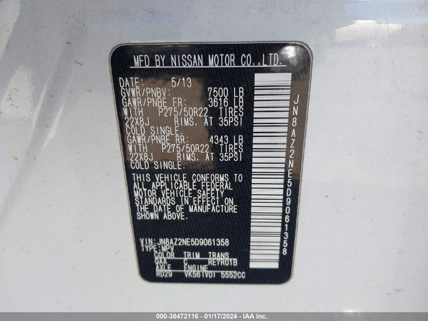 2013 INFINITI QX56 - JN8AZ2NE5D9061358