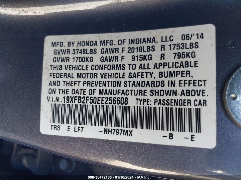 2014 HONDA CIVIC LX - 19XFB2F50EE256608