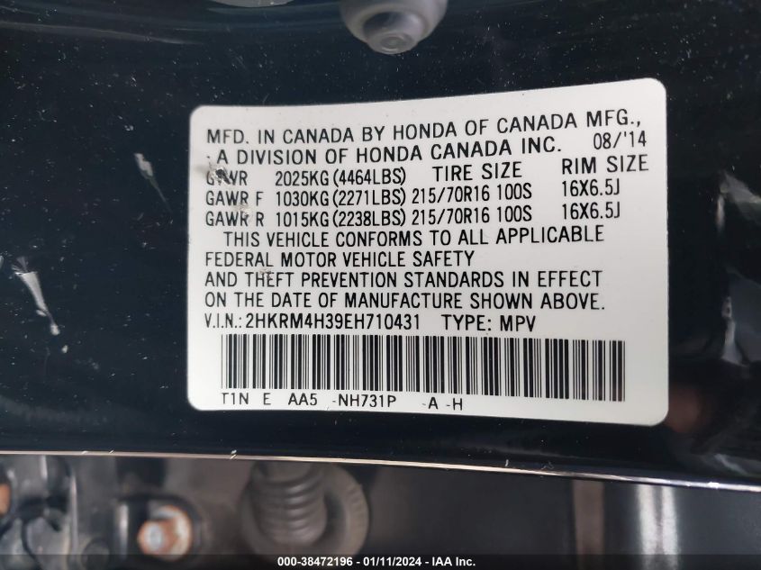 2014 HONDA CR-V LX - 2HKRM4H39EH710431
