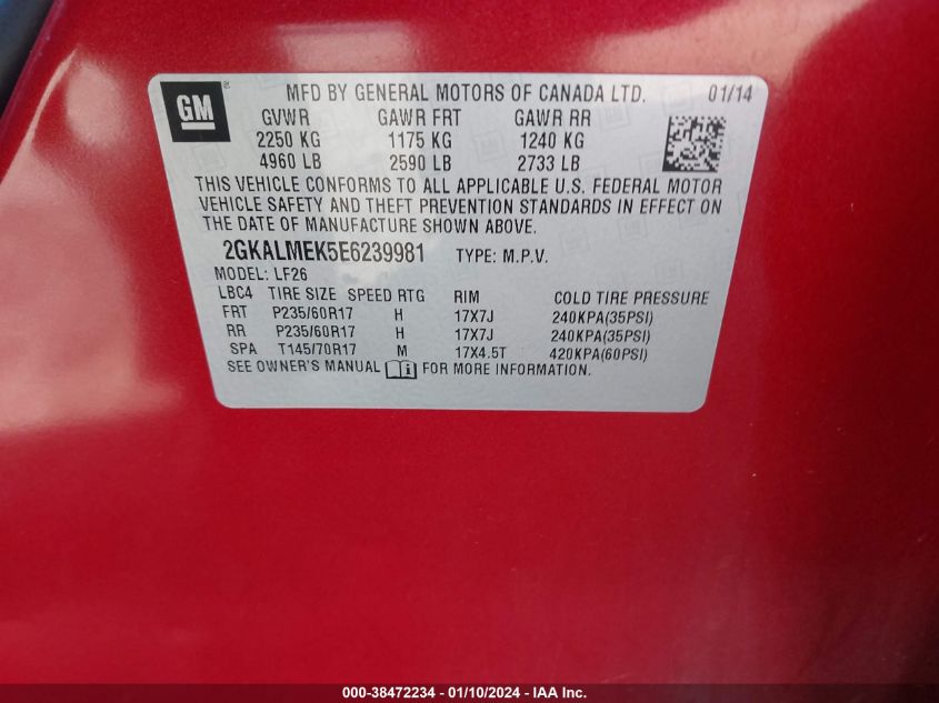 2014 GMC TERRAIN SLE-1 - 2GKALMEK5E6239981