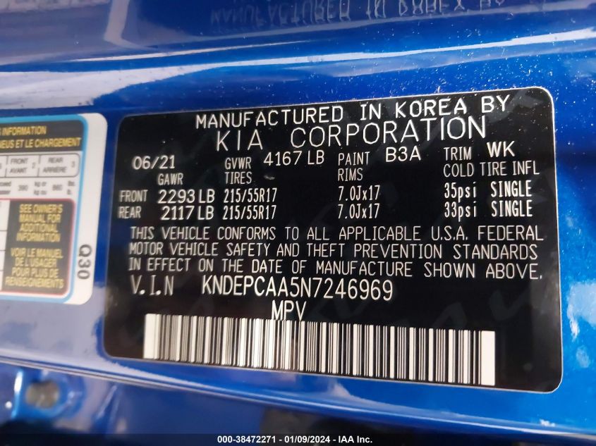 2022 KIA SELTOS LX - KNDEPCAA5N7246969