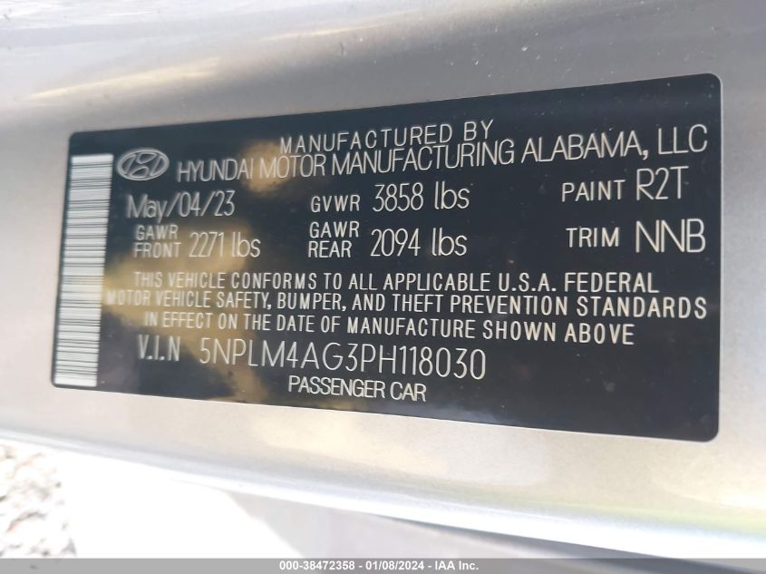 2023 HYUNDAI ELANTRA SEL - 5NPLM4AG3PH118030