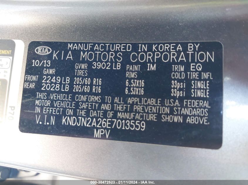 2014 KIA SOUL - KNDJN2A26E7013559