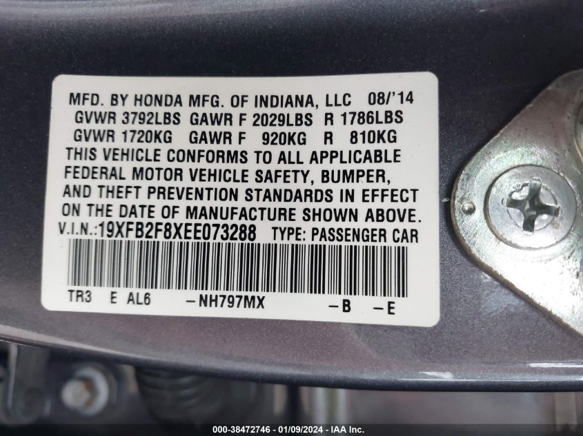 2014 HONDA CIVIC EX - 19XFB2F8XEE073288