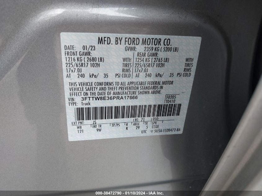 2023 FORD MAVERICK XL/XLT/LARIAT - 3FTTW8E36PRA17666