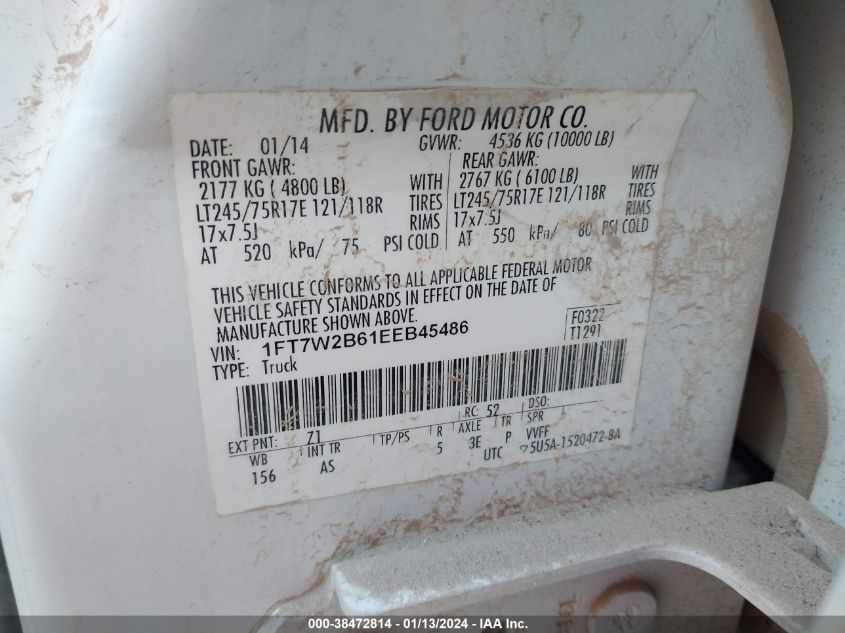 2014 FORD F-250 XL - 1FT7W2B61EEB45486