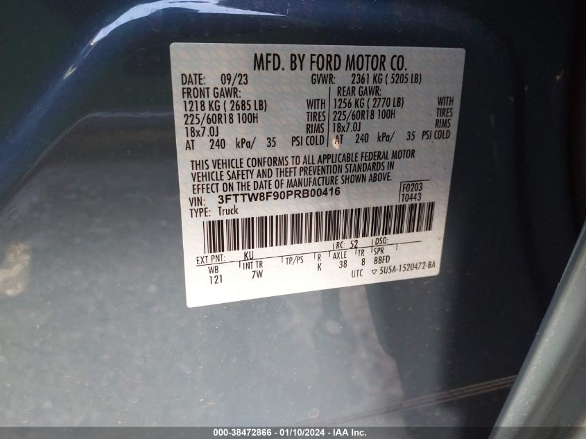 2023 FORD MAVERICK XL/XLT/LARIAT - 3FTTW8F90PRB00416