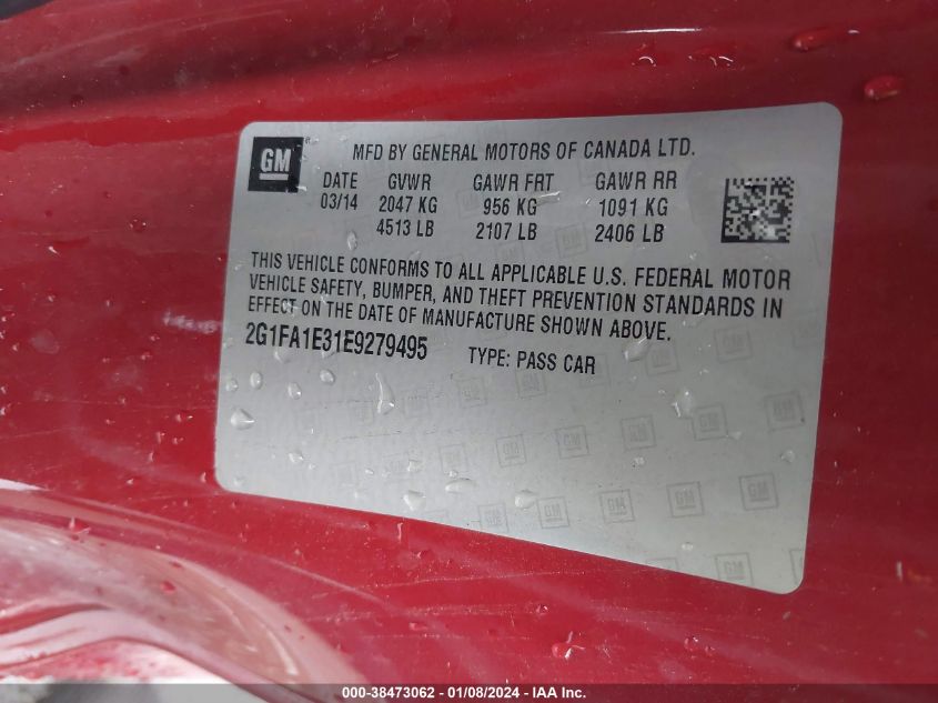 2014 CHEVROLET CAMARO LS - 2G1FA1E31E9279495