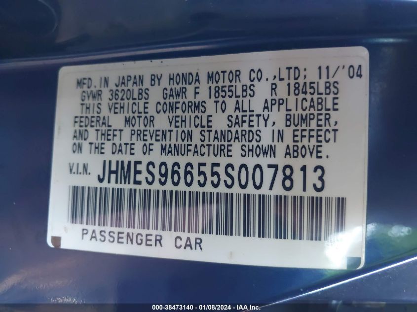 JHMES96655S007813 | 2005 HONDA CIVIC HYBRID