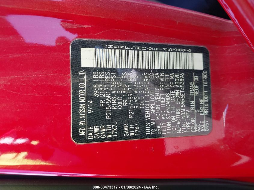 2014 NISSAN JUKE S - JN8AF5MR6ET453896