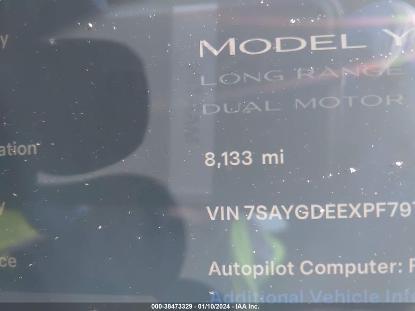 2023 TESLA MODEL Y AWD/LONG RANGE DUAL MOTOR ALL-WHEEL DRIVE - 7SAYGDEEXPF797379