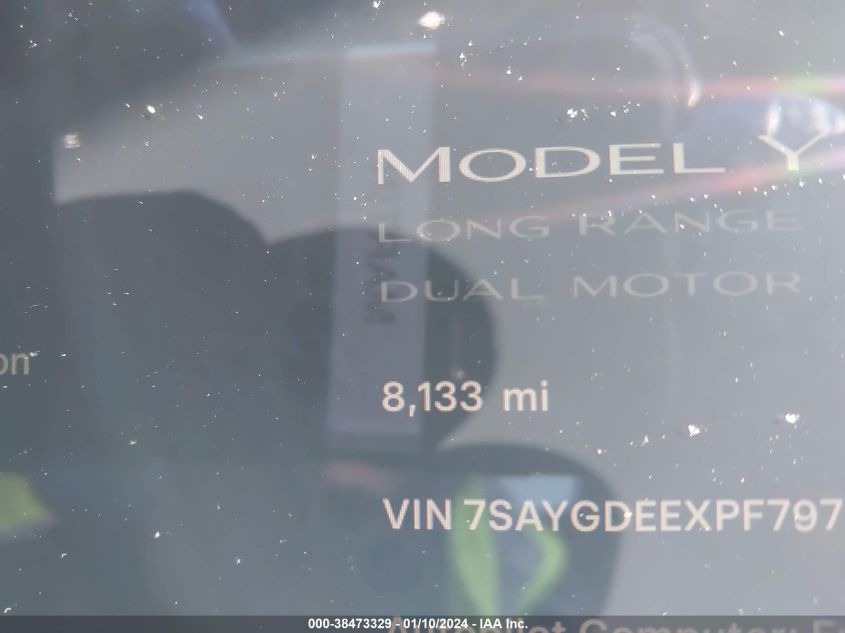 2023 TESLA MODEL Y AWD/LONG RANGE DUAL MOTOR ALL-WHEEL DRIVE - 7SAYGDEEXPF797379