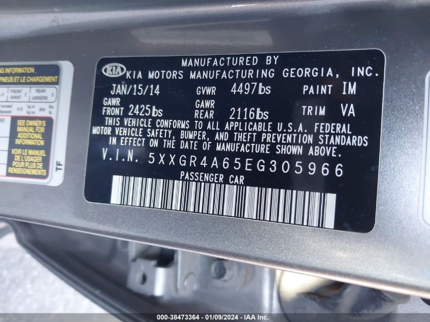 2014 KIA OPTIMA SX TURBO - 5XXGR4A65EG305966